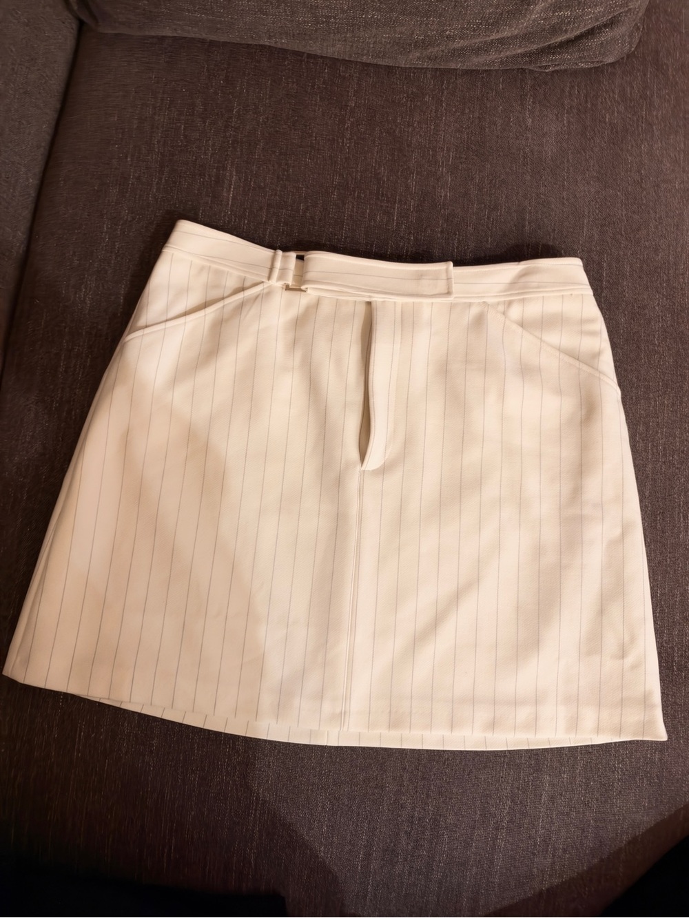 Club Monaco Cream Pinstripe Women's Mini Skirt Jupe BNWT